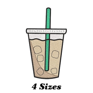 Iced Coffee Embroidery Design, Iced Coffee Machine Embroidery Design for Men, Women, and Girls