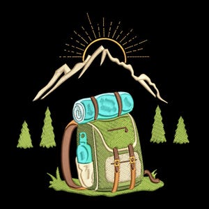 Hiking Backpack Embroidery Design, Hiking Backpack Machine Embroidery Design, Hiking Backpack Embroidery Design For Men, Women, Girls