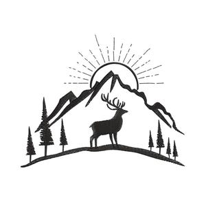 Deer Mountain Embroidery Design, Deer Mountain Machine Embroidery Design, Deer Mountain Embroidery Design For Men, Women, Girls