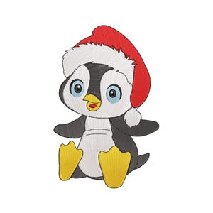 Santa Hat Penguin Christmas Embroidery Design, Penguin Xmas Embroidery Design, Christmas Penguin Machine Embroidery Design, Instant Download