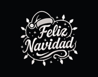 Feliz Navidad Christmas Embroidery Design, Christmas Feliz Navidad Machine Embroidery Design, Digital Download