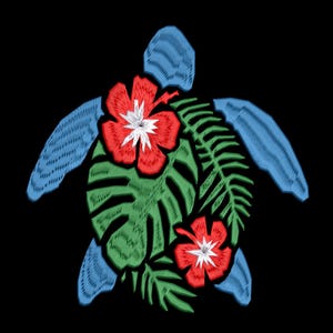 Tropical Turtle Embroidery Design, Tropical Turtle Machine Embroidery Design, Tropical Turtle Embroidery Design For Men, Women, Girls