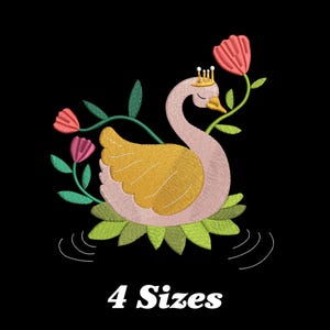 Floral Swan Embroidery Design, Lovely Swan Machine Embroidery Design, Cute Swan Embroidery Design For Men, Women, Girls
