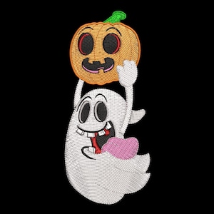 Scary Pumpkin Ghost Halloween Embroidery Design, Halloween Pumpkin Ghost Embroidery Machine Design, 4 sizes, Instant Download