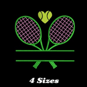 Tennis Split Name Frame Embroidery Design, Tennis Machine Embroidery Design, Tennis Monogram Embroidery Design For Men, Women, Girls