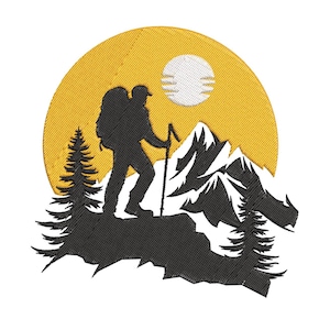 Hiking Embroidery Design, Hiking Machine Embroidery Design, Hiking Embroidery Design For Men, Women, Girls