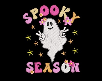 Spooky Season Halloween Embroidery Design, Halloween Spooky Season Machine Embroidery Design, 4 sizes, Instant Download