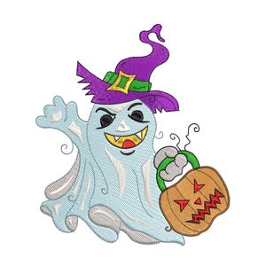 Diseño de bordado de fantasma aterrador de Halloween, diseño de bordado a máquina de fantasma de Halloween, 4 tamaños, descarga instantánea