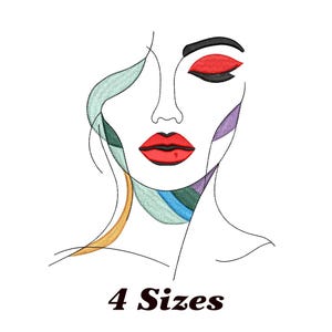 One Line Woman Face Embroidery Design, Woman Face Machine Embroidery Design, Woman Face Embroidery Design For Men, Women, Girls