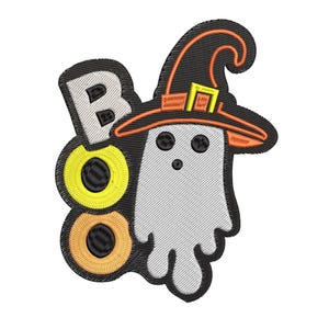 怖いブーのハロウィン刺繍デザイン、ハロウィンブーの刺繍機デザイン、4サイズ、即時ダウンロード