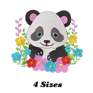 Floral Panda Embroidery Design, Panda Machine Embroidery Design, Panda Embroidery Design For Men, Women, Girls
