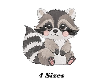 Entzückende Waschbär Stickerei Design, Waschbär Maschinenstickerei Design, Waschbär Stickerei Design Für Männer, Frauen, Mädchen