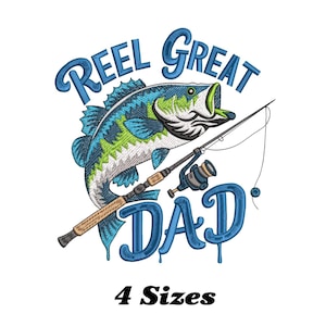 Reel Great Dad Embroidery Design, Fishing Dad Machine Embroidery Design, Reel Great Dad Embroidery Design For Men, Women, Girls