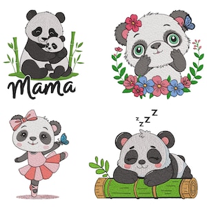 4 Panda Embroidery Design, Panda Machine Embroidery Design, Panda Embroidery Design For Men, Women, Girls