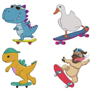 4 Funny Skateboard Embroidery Design, Skateboard Machine Embroidery Design, Skateboard Embroidery Design For Men, Women, Girls