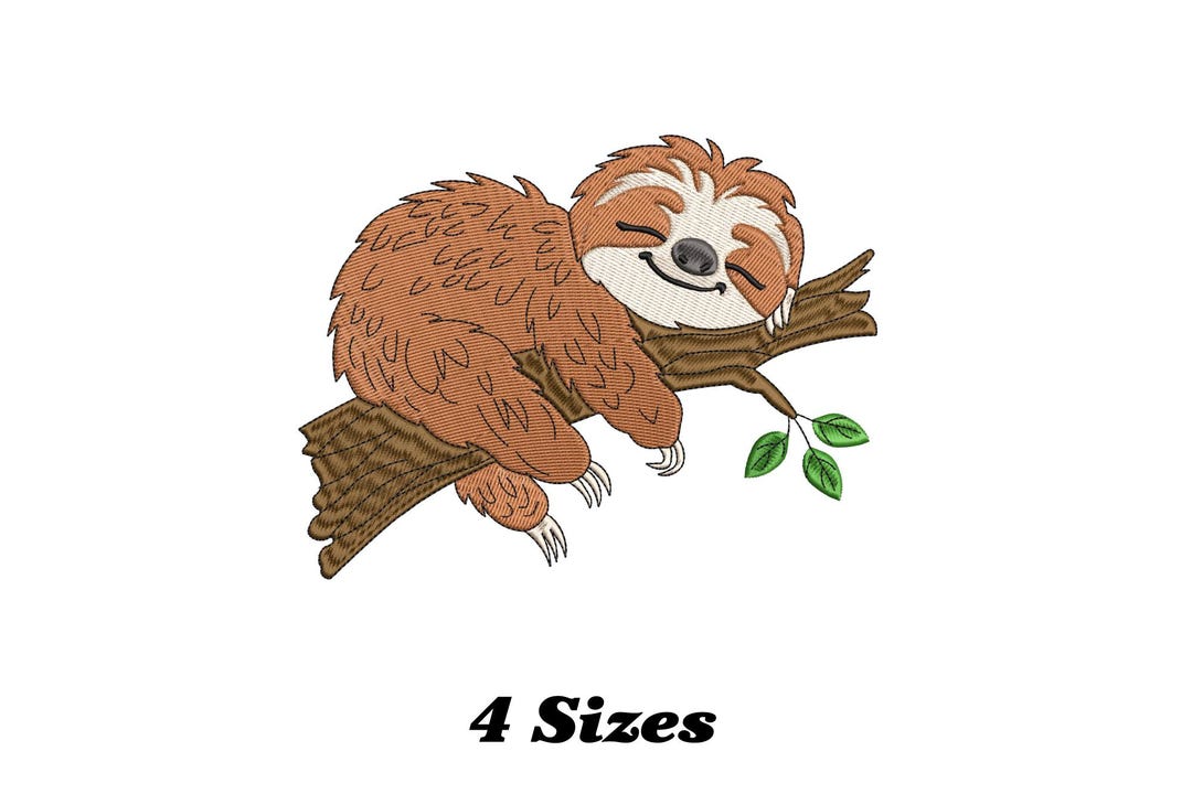 Funny Sloth Embroidery Design, Sloth Machine Embroidery Design, Sloth ...