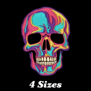 Colorful Skull Embroidery Design, Colorful Skull Machine Embroidery Design, Colorful Skull Embroidery Design For Men, Women, Girls