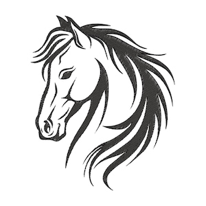 Horse Head Silhouette Embroidery Design, Horse Machine Embroidery Design, Horse Embroidery Design For Men, Women, Girls