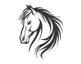 Horse Head Silhouette Embroidery Design, Horse Machine Embroidery Design, Horse Embroidery Design For Men, Women, Girls