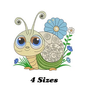 Flower Snail Embroidery Design, Snail Machine Embroidery Design, Cute Snail Embroidery Design For Men, Women, Girls