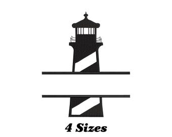 Lighthouse Split Name Frame Embroidery Design, Lighthouse Split Name Frame Machine Embroidery Design for Men, Women, and Girls