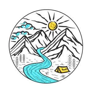 Mountains Sun Embroidery Design, Mountains Sun Machine Embroidery Design, Mountains Sun Embroidery Design For Men, Women, Girls