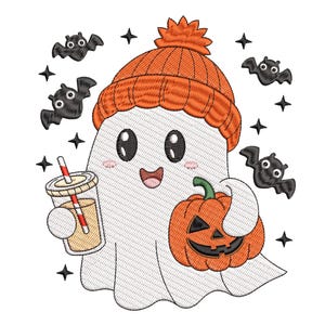 Diseño de bordado de fantasma de Halloween, diseño de bordado a máquina de fantasma de Halloween, 4 tamaños, descarga instantánea