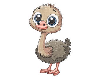Ostrich Bird Embroidery Design, Ostrich Machine Embroidery Design, 4 Sizes, Instant Download File