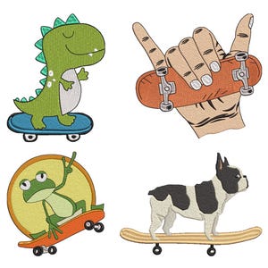 4 Skateboard Embroidery Design, Skateboard Machine Embroidery Design, Skateboard Embroidery Design For Men, Women, Girls