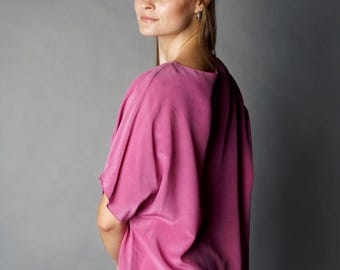 Bright pink silk blouse