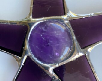 Purple Amethyst Art Glass Star - Aquarius Birthstone Gift (7 inch)