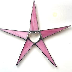 Swell Heart Star- 9 inch art glass star points with clear glass heart center