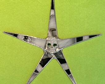 Sparkle Skull- 9 inch bony stained glass star