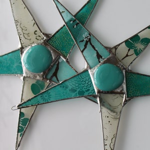 Teal Times Five- 9 inch lacquered glass star