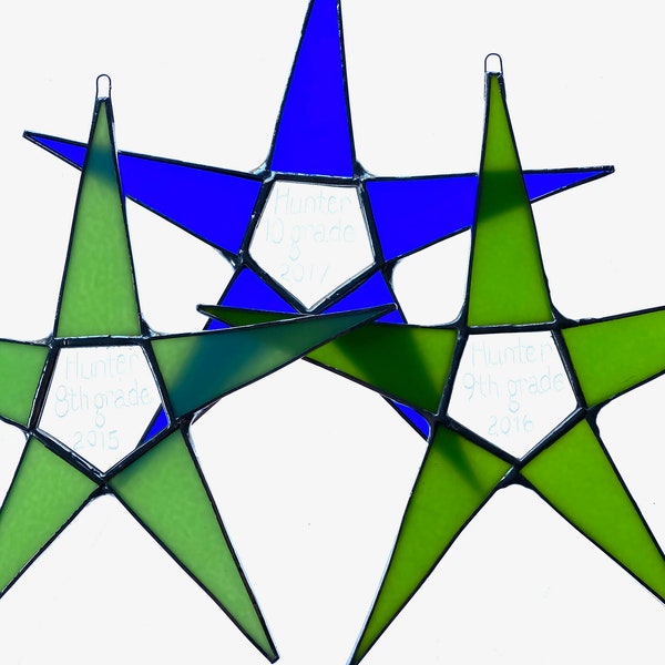 Like NieNie's- back to school personalized star, stained glass and clear glass center