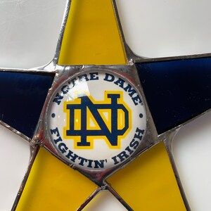 Team Star 9.5 inch art glass star with Team logo lacquered under glass cabochon center image 2