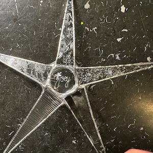 Personalized Engraved Star Ornament - 9.5 inch Clear Patterned Glass