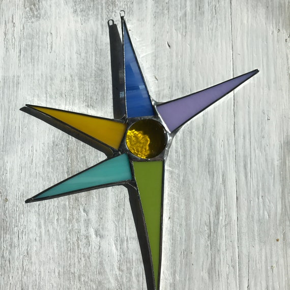 Dancing into Spring- art glass star 9 by 10.5 inches
