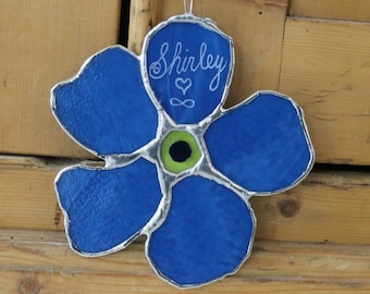 Forget-Me-Not Flower- 5 inch stained glass flower