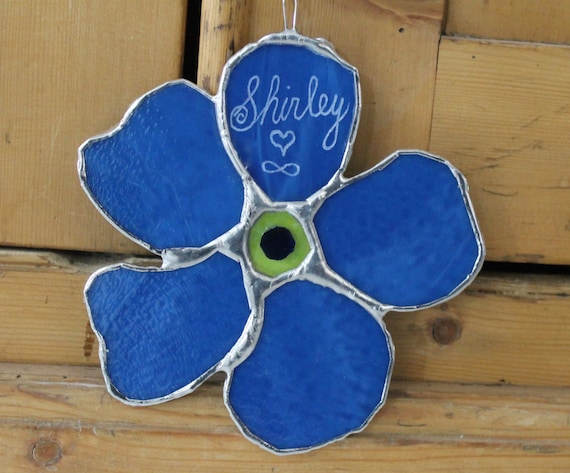 Forget-Me-Not Flower- 5 inch stained glass flower