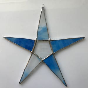 Sky Star- 9.5 inch azure blue and frosted white art glass- can be personalized