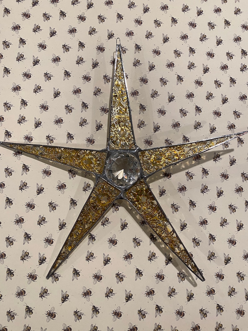 Over the Top Christmas Tree Topper 10 X 11 Gold Foil and diamond Center