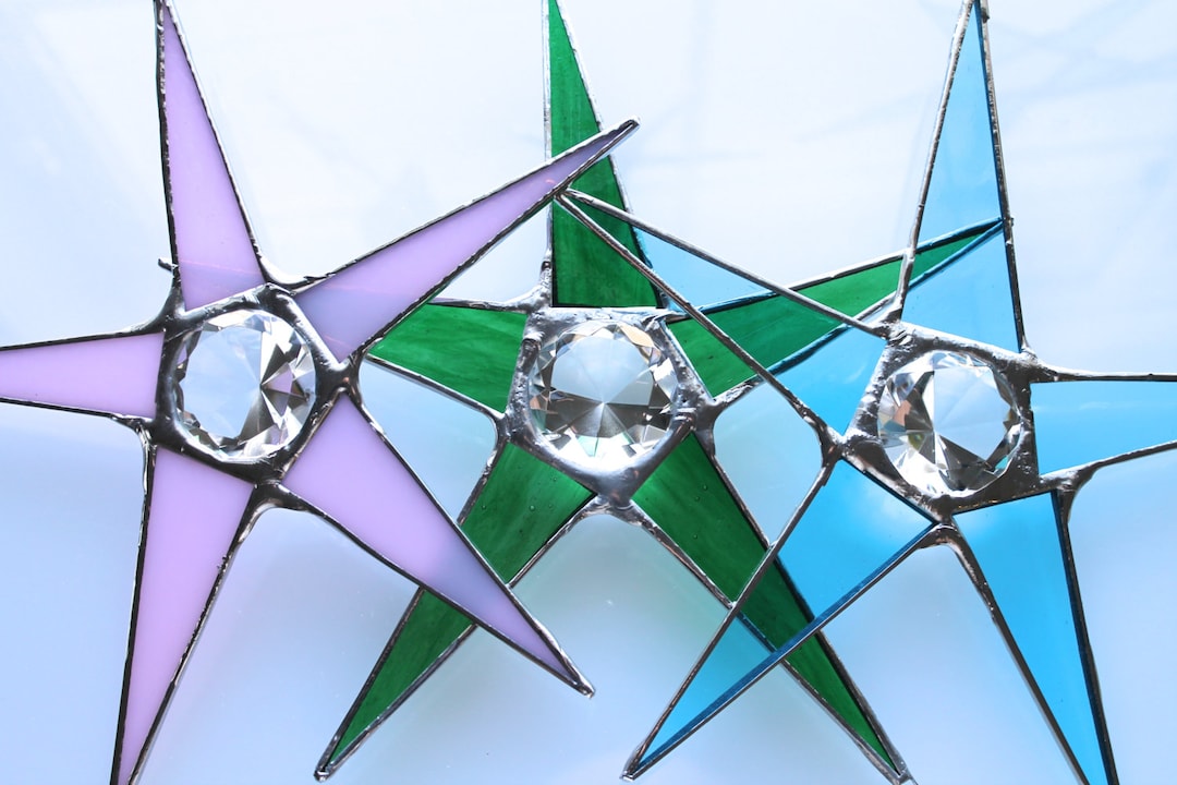 10 Inch Stained Glass Star: Diamond Cut Center, Custom Colors - Etsy
