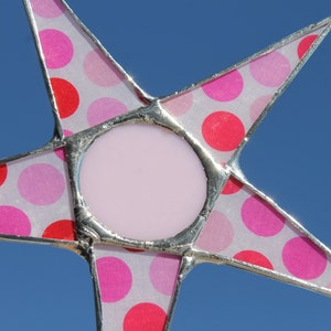 Polka Dot Love- 9.5 inch lacquered fabric on glass star
