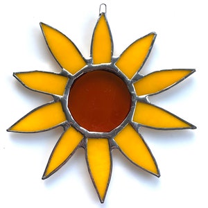 Sunflower stained glass sun catcher 6inches image 2