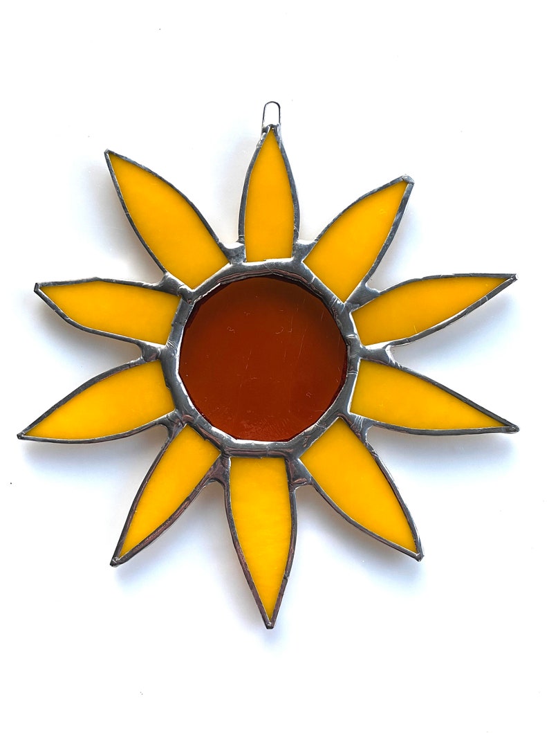 Sunflower stained glass sun catcher 6inches image 2