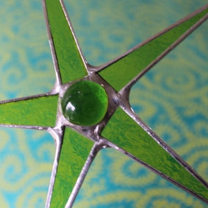 Lime Green Wishing Star-- 6 inch stained glass star