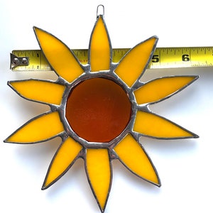 Sunflower stained glass sun catcher 6inches image 3