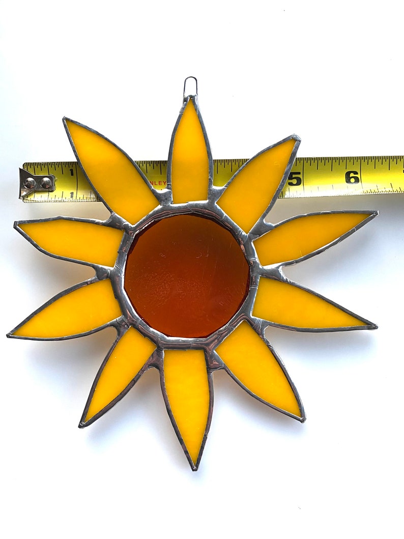 Sunflower stained glass sun catcher 6inches image 3