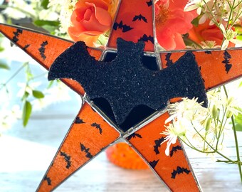 Glitter Bat star 10.5 inch lacquered fabric under glass points
